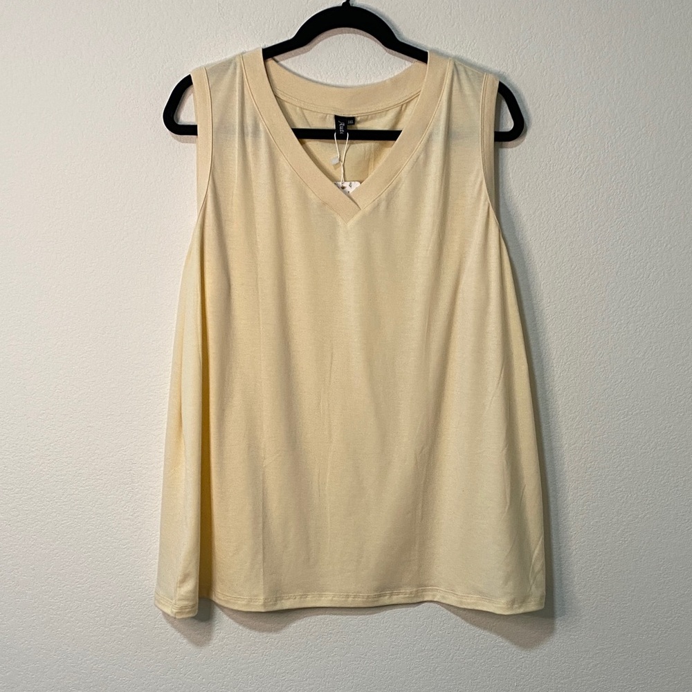 3XL Tank Top Women V Neck Sleeveless Tee Shirt Trendy Beach Vacation Outfit - Picture 1 of 7